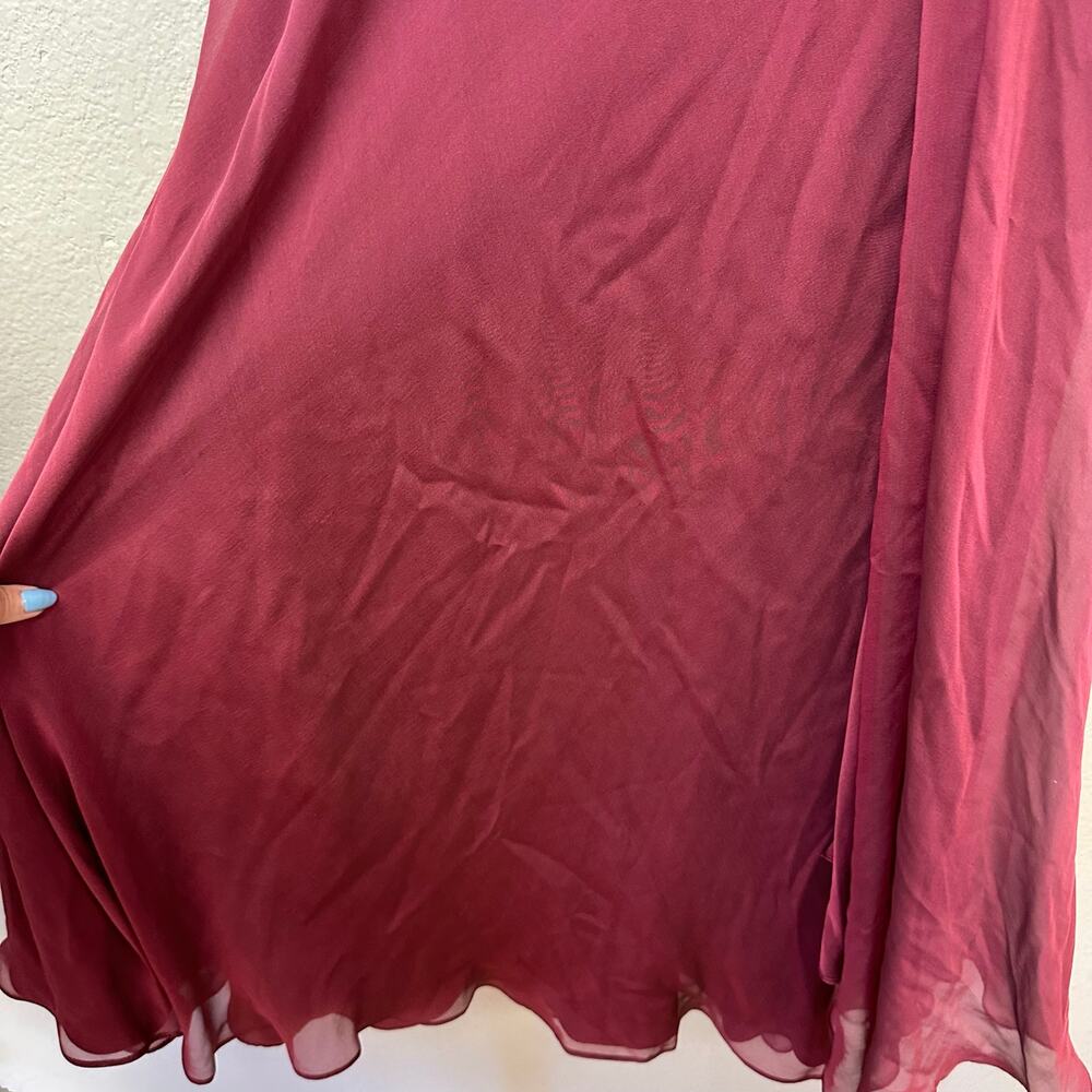Carmen Marc Valvo Strapless Party Formal Wedding Maxi Dress Burgundy Size 6 - Picture 4 of 12